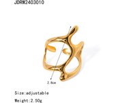 Anillos abiertos de onda Irregular de Metal de acero inoxidable para mujeres y hombres, anillos de dedo ajustables creativos de Color dorado a la moda, regalo de joyería