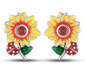 Hot Sale Fashion 925 Silver Earrings Sunflower Flower Four-Leaf Clover Island Spring Series Earrings Ladies Exquisite Birthday