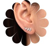 Vintage De Diamantes De Imitación De La Hoja Del Oído Escalador Pendientes De Plata De Cristal De La Hoja Del Perno Prisionero De La Chispa Cz