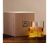 Japanese 3D Mountain Whiskey Glass Glacier Vintage Whiskey Rock Glass Whiskey Glass Wooden Gift Box Vodka Glass Wine Drum