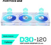Phanteks D30-120 case 120mm Fan Regula/ Reverse Airflow 4pin PWM, 30mm Thick/ four-sided Magic Color Wireless Stitching