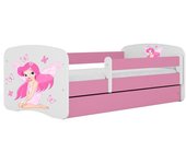 Cama 140 x 70 cm Kocot Kids com colchão BabyDreams Fairy Borboletas Pink