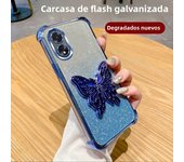 Luxury Glitter Butterfly Holder Phone Case for Oppo A60 A18 A38 A55 A56 A57 A77 A36 A35 A32 5G TPU Plating Protector Back Cover