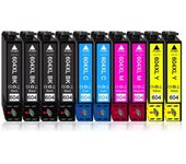 Epson 604XL Pack de 10 Cartuchos de Tinta C13T10H64010, cartuchos para epson compatibles, 4 negros, 2 magenta, 2 cyan, 2 amarillos, validos para impresoras epson: XP2200, XP2205, XP3200, XP4200, XP4205, WF2910, WF2930, WF2935, WF2950, Cartuchos de tinta