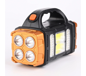 2024 Powerful LED Flashlight USB+Solar Rechargeable Flashlight COB Outdoor Camping Torch Portable Searchlight Power Bank Outdoor
