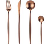Mr.Spoon Juego 24 Piezas Cubiertos, Acero Inoxidable 18/0, Color Oro Rosa Mate o Brillo, Alta acabado, Diseño moderno, Incluye cuchillo,tenedor,cuchara,cucharilla, Cubertería, Apto para lavavajillas. Ideas de regalo， Incluye bolsa de regalo.