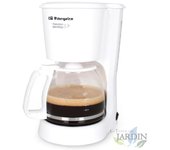 SUINGA Cafetera de goteo Orbegozo, color blanco, capacidad 15 tazas, potencia 800W, práctico y funcional