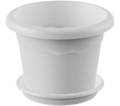 Plastiken Maceta Redonda Pack con Plato Color Blanco Terra 30 X 22 Cm