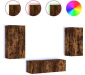 vidaXL Muebles de TV de pared con luces LED 3 piezas, Mueble de Salon, Mueble TV, Mueble TV salon, Mesa de TV, Mueble tele