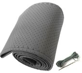 Steering Wheel Cover Set Wearproof Hand Sewing Perforated Universal Car Steering Wheel Cover for 15inch Diameter