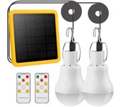 Lámparas Solares con Mando a Distancia 2PCS&3.5M Cable*2, 130Lumen Lámparas Recargables para Exterior Interior, Luces LED Colgantes Linternas Solares para Jardín Emergencia Gallinero Camping Viajar
