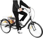 24 Inch Tricycle for Adults 6 Gears Cruise City Bikes with Light and Basket up to 25 kg Tricycle 3 Wheel Adult City Bicycle for Exercise Bike Sports Outdoor