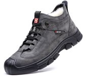 Botas de nieve de terciopelo cálidas, antideslizantes y resistentes al frío integradas de lana de cuero genuino para hombre