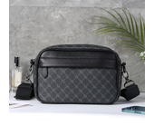 Men's Cro Shoulder  PU Plaid Design Busine and Leisure Meenger Bag