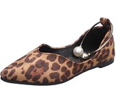 Zapatos planos de punta estrecha con estampado de leopardo para mujer, zapatillas informales transpirables sin cordones para exteriores, 2022