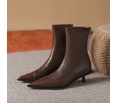 Botas elásticas Botas medias puntiagudas Cremallera trasera Botas desnudas Botas cortas para mujer