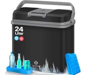 Nevera eléctrica portátil 24 litros | ENFRÍA y CALIENTA | Enfriador Termoeléctrica 12V y 230V | Mini Nevera para Auto y Camping | EEK A+++ | Incluye 2 acumuladores de frío