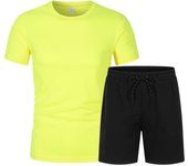 Mesh Short-sleeved Suit Summer Men's Breathable Ball Suit T-shirt Sports Shorts Solid Color Casual Suit