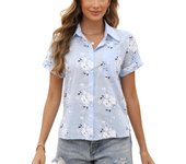 Female Tops Button Up With Print Summer Tall Women's Shirt and Blouse Youthful Woman Clothes Fine Elegant Korea Stylish Sale Of