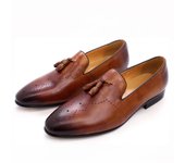 Zapatos casuales de cuero para hombres, mocasines con flecos, zapatos de moda para hombres