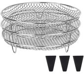 3-layers Air Fryer Stackable Grid Grilg Rack Stainless Steel Anti-corrosion for Home Kitchen Oven Steamer Cooker Gadgets