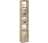Libreria Alta, Estanteria Alta de 6 Compartimentos, 2 Cajones y 1 Armario con Puerta, Estante de Almacenaje para Exposicion, Estante de Piso para Salon y Oficina, Blanco, SK042ws