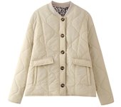 Chaqueta de algodón de retales de un solo pecho con estampado de leopardo para mujer de invierno chaqueta casual retro de moda