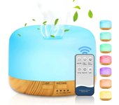 Humidificador Aceites Esenciales, 450ML Humidificador Aromaterapia Ultrasónico, Aromas Difusor Silencioso Purificador de Aire con Control Remoto 7 Colores LED para Hogar Bebé Oficina Hotel