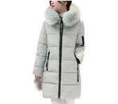 Parka de invierno para mujer, chaqueta larga de abrigo de invierno con capucha, cuello de piel de algodón, chaqueta cálida
