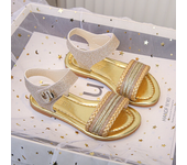 Girls Glitter Sandals 2025 Summer Brand New Shiny Bling Princess Kids Flat Beach Shoes Open Toes Sweet Children Swimming Sandals