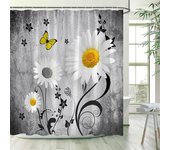 Vine Leaves Shower Curtain Green Plant Leaf Grey Wall Spring Floral Bath Curtains Set Polyester Fabric Bathroom Decor with Hooks