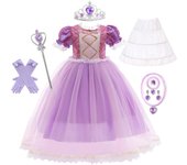 Girl Rapunzel Costume Birthday Party Tangled Magic Hair Princess Cosplay Dress Carnival Halloween Fantasy Role Playing Outfits