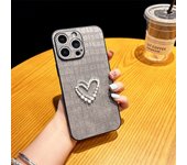 Leatherskin Phone Case For iPhone 15ProMax/15Pro/14/14Pro/13 Heart Pattern 12Pro Deluxe Design