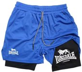 Print 2 in 1 Running Shorts for Men Gym Workout with Phone Pocket Towel Loop Summer Sport Athletic Activewear RL00093