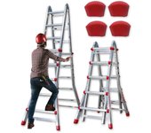 Escalera Telescópica hasta 20 Peldaños | Escaleras Plegables Aluminio | Escalera Extensible 5 Metros y 150kg | Multiposición Ladder