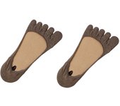 2Pcs Fashion Thin Invisible Socks Womens Breathable Solid Color Five Finger Socks Hosiery Anti Slip Cotton Boat Socks Female