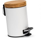 5 litros Cubo de Basura para el Baño de Diseñador - Bambú Superior | Cierre Suave | Anti-Huellas
