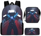 3 Pcs Set of Clock Man Backpack ,Shoulder Bags ,Pencil Bags ,Cartoon School Bags for Boys Girls, Skibidi Camera Man Book Bags
