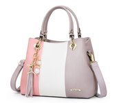 Pomelo Best Bolsos de Mujer, Bolso Señora Tote Multicolor Rayas PU Cuero Con Flecos Bolso Hombro Bolso Shopper
