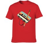 Men's Vintage Cassette Print T-Shirt - Casual crew neck, cotton, micro stretch, summer knit fabric top