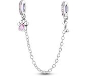Sterling Silver 925 Dog Foot Pattern And Bone Safety Chain Fit 3mm Original Charm Bracelet Women Silver Pendant Bead Jewelry