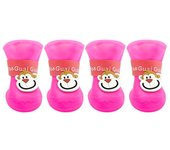 4Pcs Useful PVC Pets Rainshoe Cartoon Pattern Soft Puppy Rain Shoes Anti-Slip Candy Colors Dog Cat Rubber Boot for Outdoor