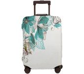 Turquoise Suitcase Cover Flowers Buds Leaf Left Corner Season Celebrating Theme Travel Elastic Protective Washable Suitcase Protector