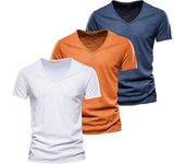 AIOPESON 3 juegos de camisetas masculinas 100% algodón diseño de moda camisetas masculinas sólidas camiseta de verano de cuello