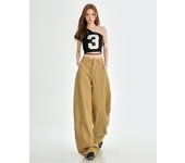 [Yunhe Fish] Thirteen line yellow wide leg jeans for women in spring 2025, new high waisted and floor hugging pants
