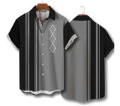 Men's checkered striped casual short sleeved top, Hawaiian summer shirt, large streetwear, original clothing