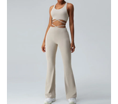 Yoga Sets Seamless High Stretch 2pcs Women High Waist Yoga flare Pants Set Tracksuit Fitness Workout Outfits Gym Wear Girls Top