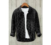 -Kanagawa Cardigan de or Mixed Vintage Men's Hawaiian Long Sleeve Shirt, 3D Printed Polo Neck, New