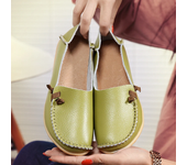 Zapatos de cuero plano para mujer, mocasines suaves, cómodos, de enfermería, de verano