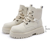 Botines de cuero genuino para mujer, botas de motorista con plataforma Retro, estilo británico, novedad de otoño, 2024